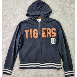 Detroit Tigers Hoodie Womens M Black Quarter Zip Embroidered Logo Varsity Y2K